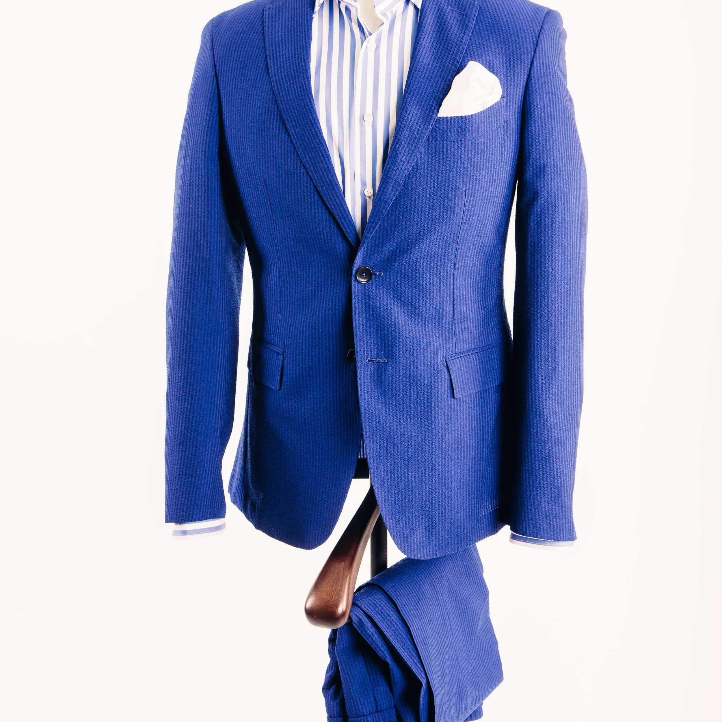 Anzug Seersucker, blau
